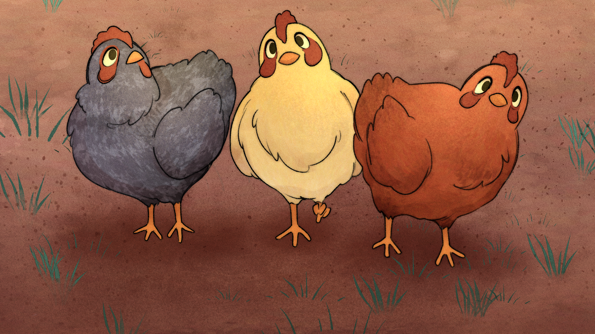 The three hens from Mushroom Oasis